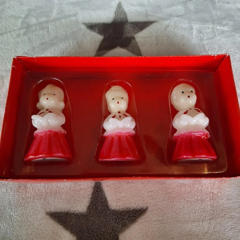 Vintage 2005 Radko Christmas Caroler Candles Set of 3 NIB Vermont Country Store